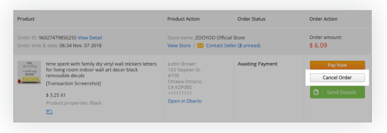 Shopify代发货应用Oberlo中的订单管理AliExpress订单介绍