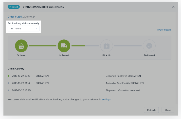 Shopify代发货应用：Oberlo中的发货跟踪介绍