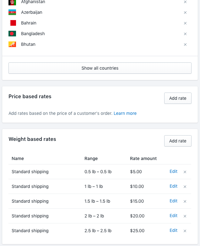 Shopify代发货应用：Oberlo运输策略示例