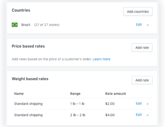 Shopify代发货应用：Oberlo运输策略示例