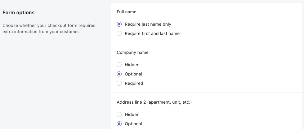 Shopify结账表单选项编辑步骤