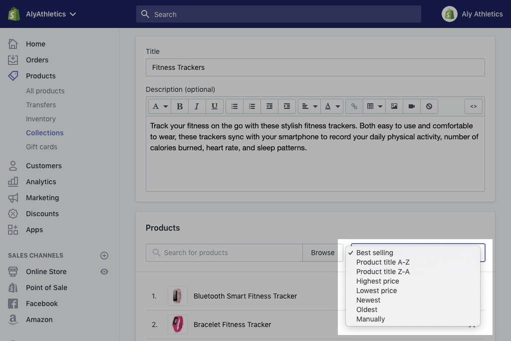 Shopify手动创建的产品系列相关流程