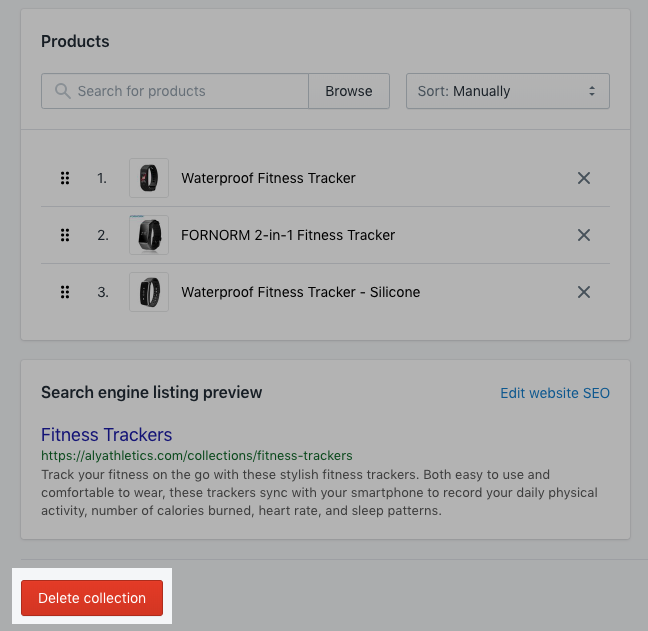 Shopify手动创建的产品系列相关流程