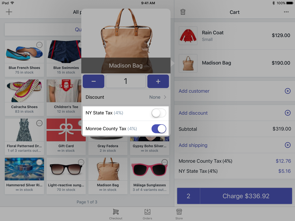 Shopify POS 购物车中的税率如何调整