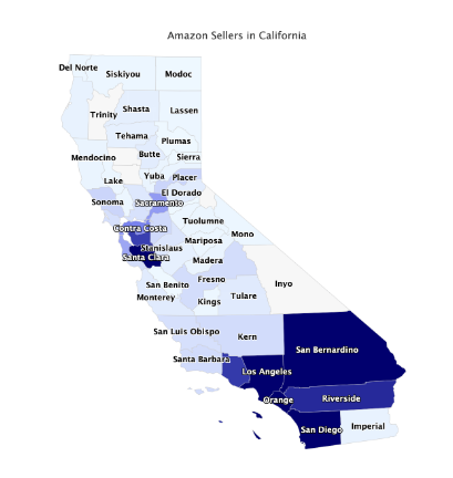 美国哪个州亚马逊卖家数量多？揭秘各州各县数量排名分布情况