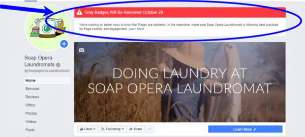 Facebook将于10月28日起移除企业账户的灰色验证标识