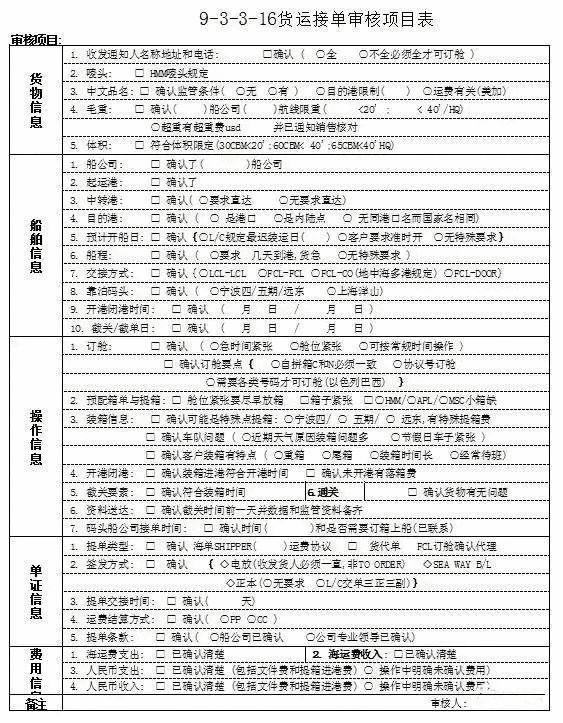 货代常用表格有哪些？货代业务流程中的14种表格