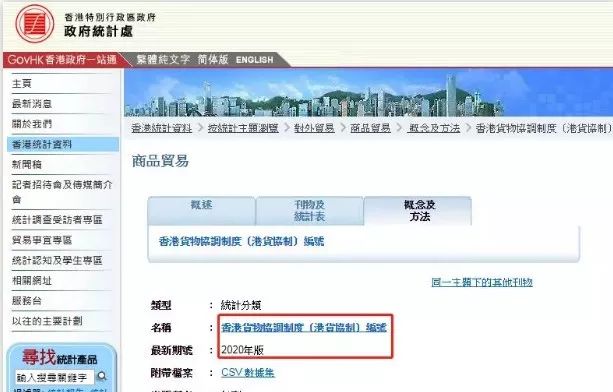 香港海关公布新版商品HS编码，2020年生效