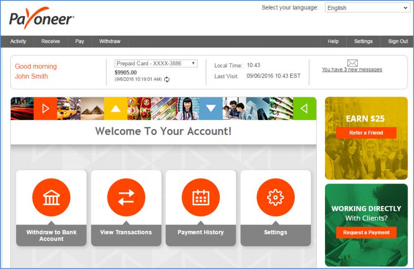 如何从我的Payoneer账户转账到另一个P卡账户？