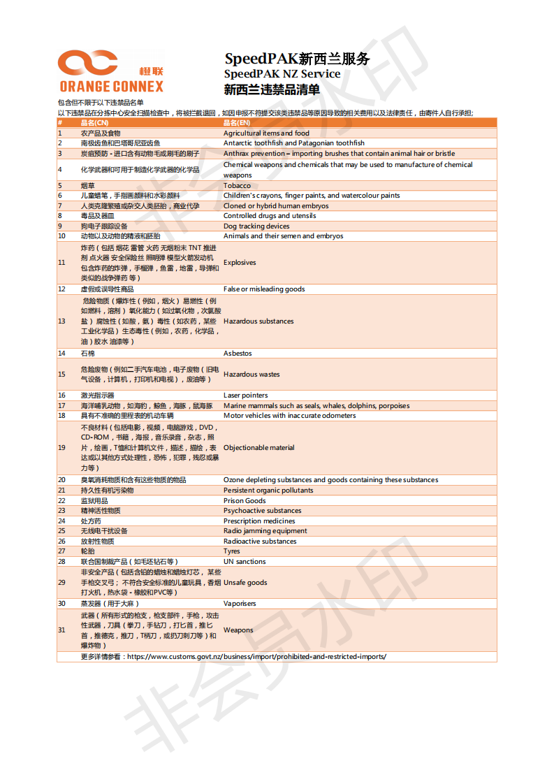 橙联物流发货要求，橙联物流禁运产品有哪些？