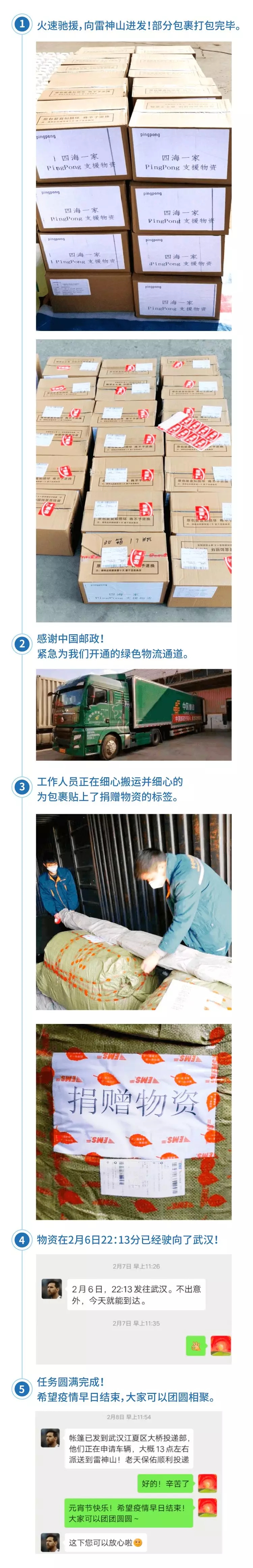 向雷神山进发！PingPong十余万件一线紧缺的医疗物资发往疫区