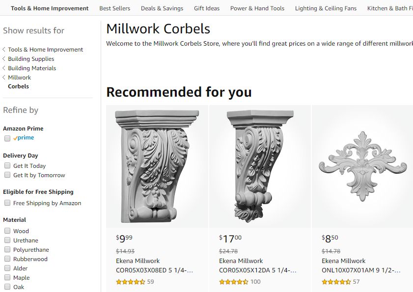 亚马逊选品（美国）BestSeller 类目剖析（第十期）- Millwork Corbels