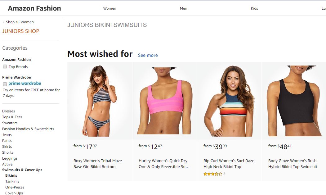 亚马逊选品（美国）BestSeller 类目剖析（第十一期）- JUNIORS BIKINI SWIMSUITS