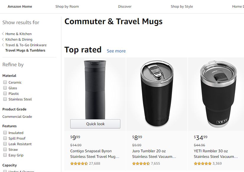 亚马逊选品（美国）BestSeller 类目剖析（第十四期）- Commuter & Travel Mugs