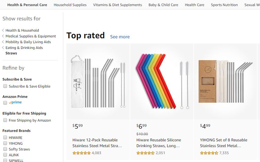 亚马逊选品（美国）BestSeller 类目剖析（第十五期）- Straws