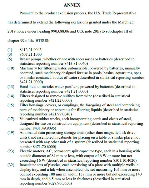周三起（3月25日），美国将对部分中国商品重新加征25%的关税！附清单