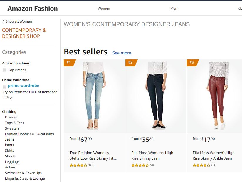 亚马逊选品（美国）BestSeller 类目剖析（第六期）- JEANS