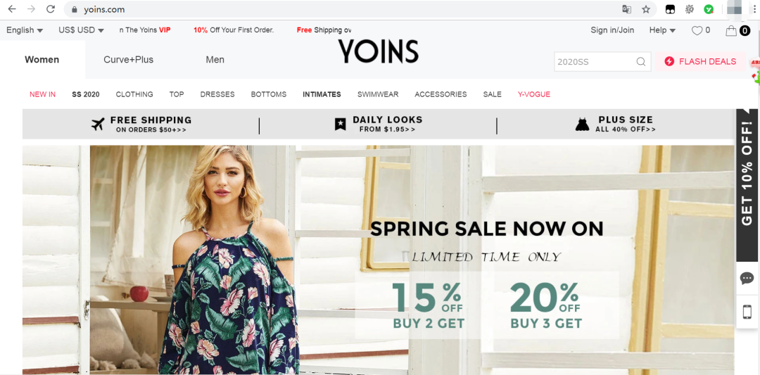 獨立站案例分析：時尚女裝優質站點分析--Yoins.com