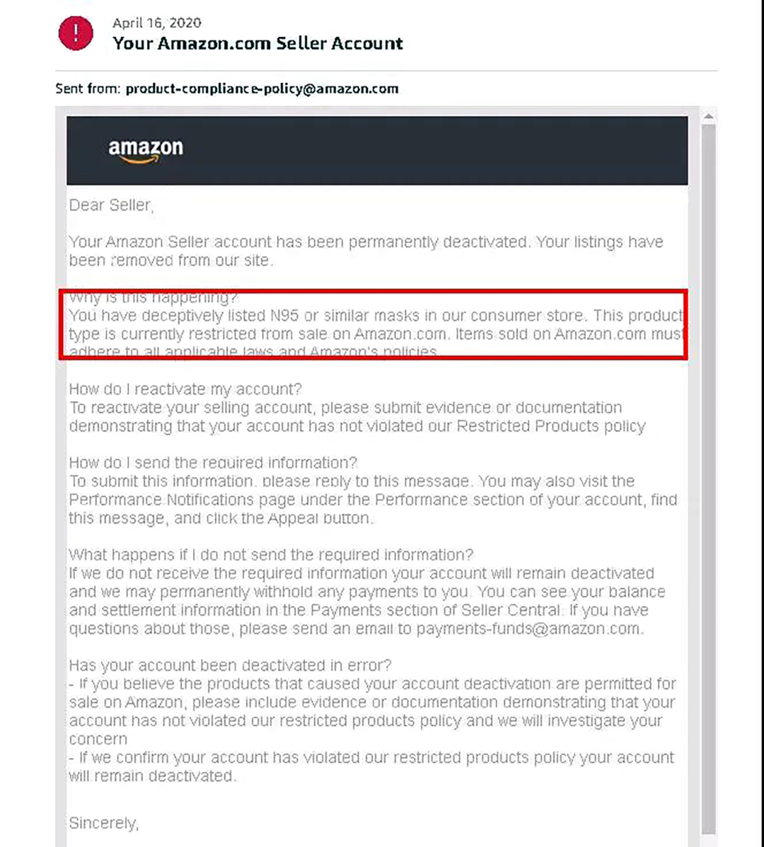 又大规模封号！亚马逊口罩卖家被永久封号，上亿元资金被冻结