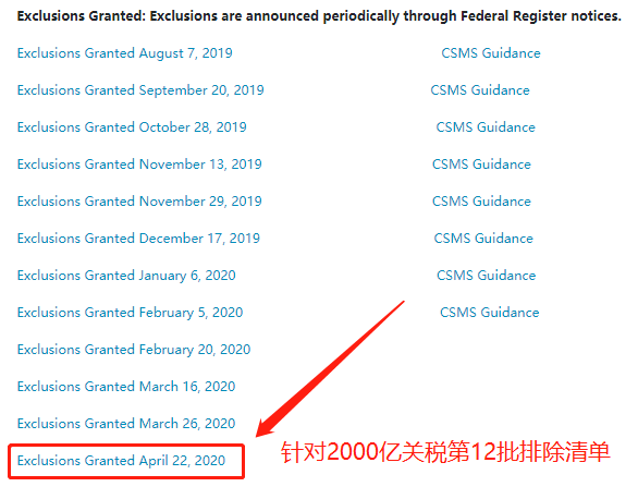 美国公布新一轮关税排除,涉及82个税号108项产品!附清单
