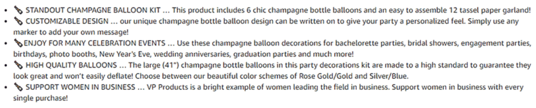 优质的Bullet Point从不啰嗦，用最简单的话勾起买家购买欲