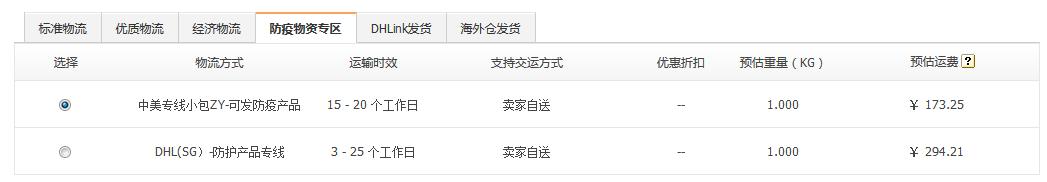 敦煌网在线发货新增中美专线小包ZY-可发防疫产品