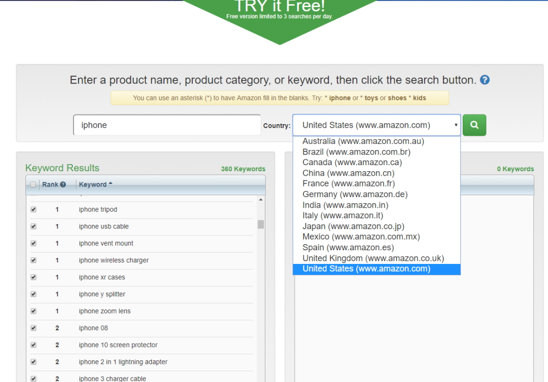 亚马逊关键词之挖词（工具篇）
