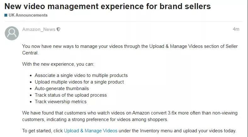 黑五来了！亚马逊仓储限额12月有望开放！英国站全新上线视频管理，卖家的春天要来了？