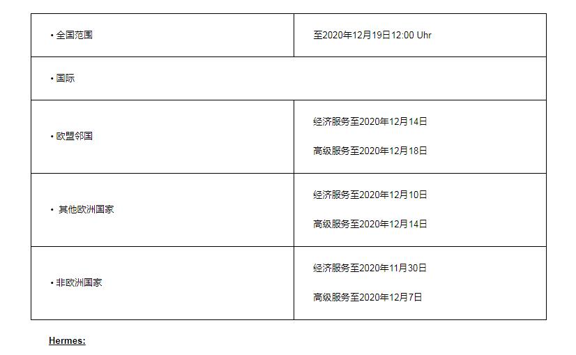 eBay公告：【德国】DHL、德国邮政、Hermes、DPD和GLS有关圣诞节发货的截止日期