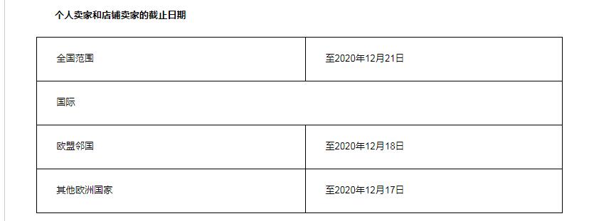 eBay公告：【德国】DHL、德国邮政、Hermes、DPD和GLS有关圣诞节发货的截止日期