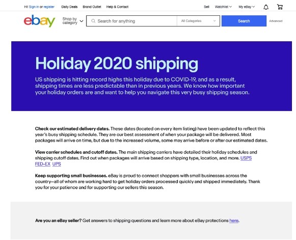 eBay公告：【美国】协助买家了解运送延误以及卖家需如何做