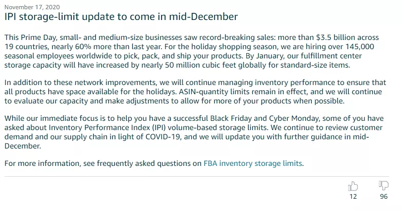 卖家货件频繁被取消?亚马逊调整仓储限制