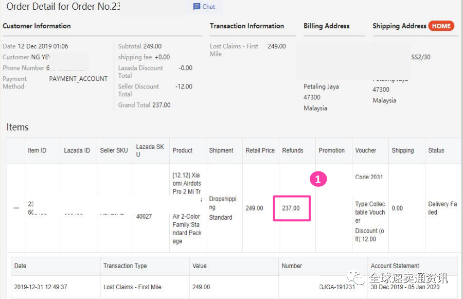 Lazada物流运费介绍，被退货了的订单如何计算？？