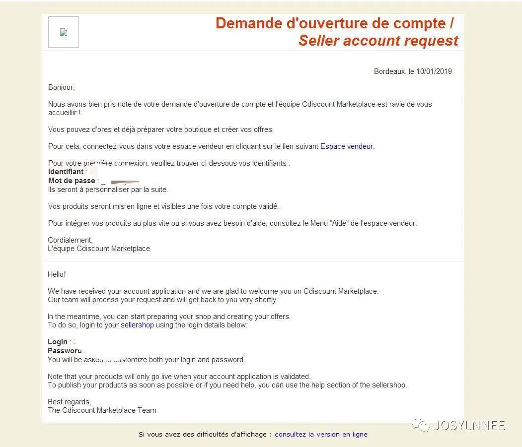 Cdiscount注册店铺流程