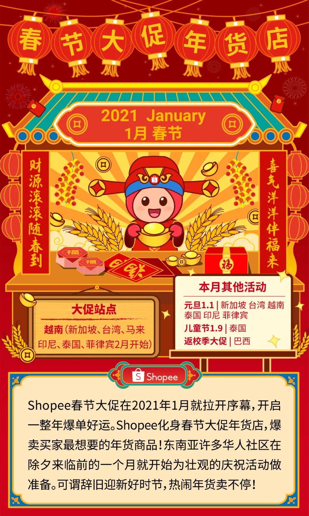 Shopee 2021大促日历发布: 39场大促火热不断, 菲台运费新一轮下调!