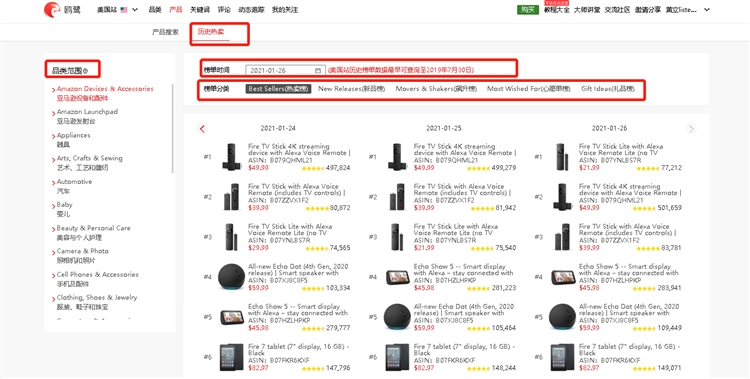 利用亚马逊大数据分析快速选择潜力产品