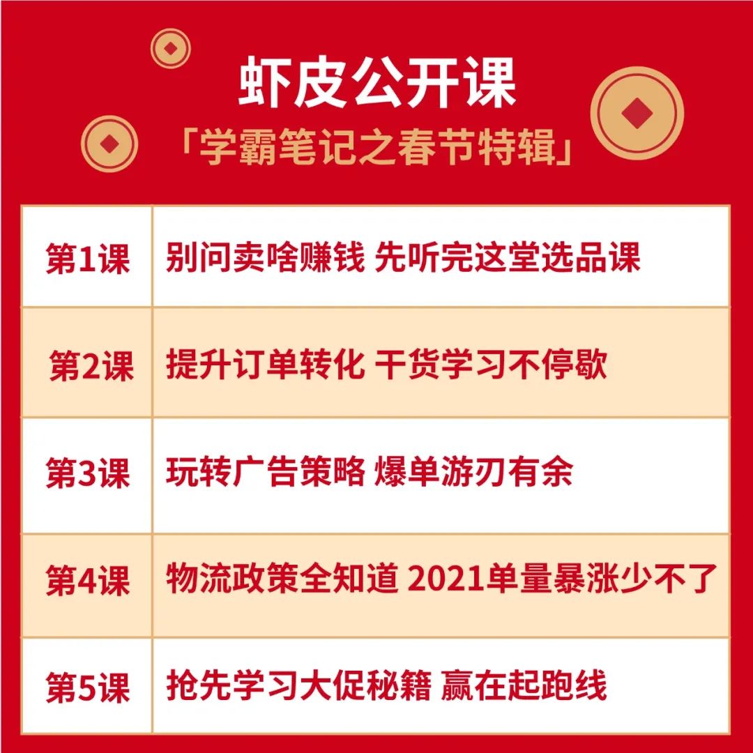 春節(jié)充電計劃 | 選品+轉(zhuǎn)化+廣告免費大禮包, 來年單量飆升100%?