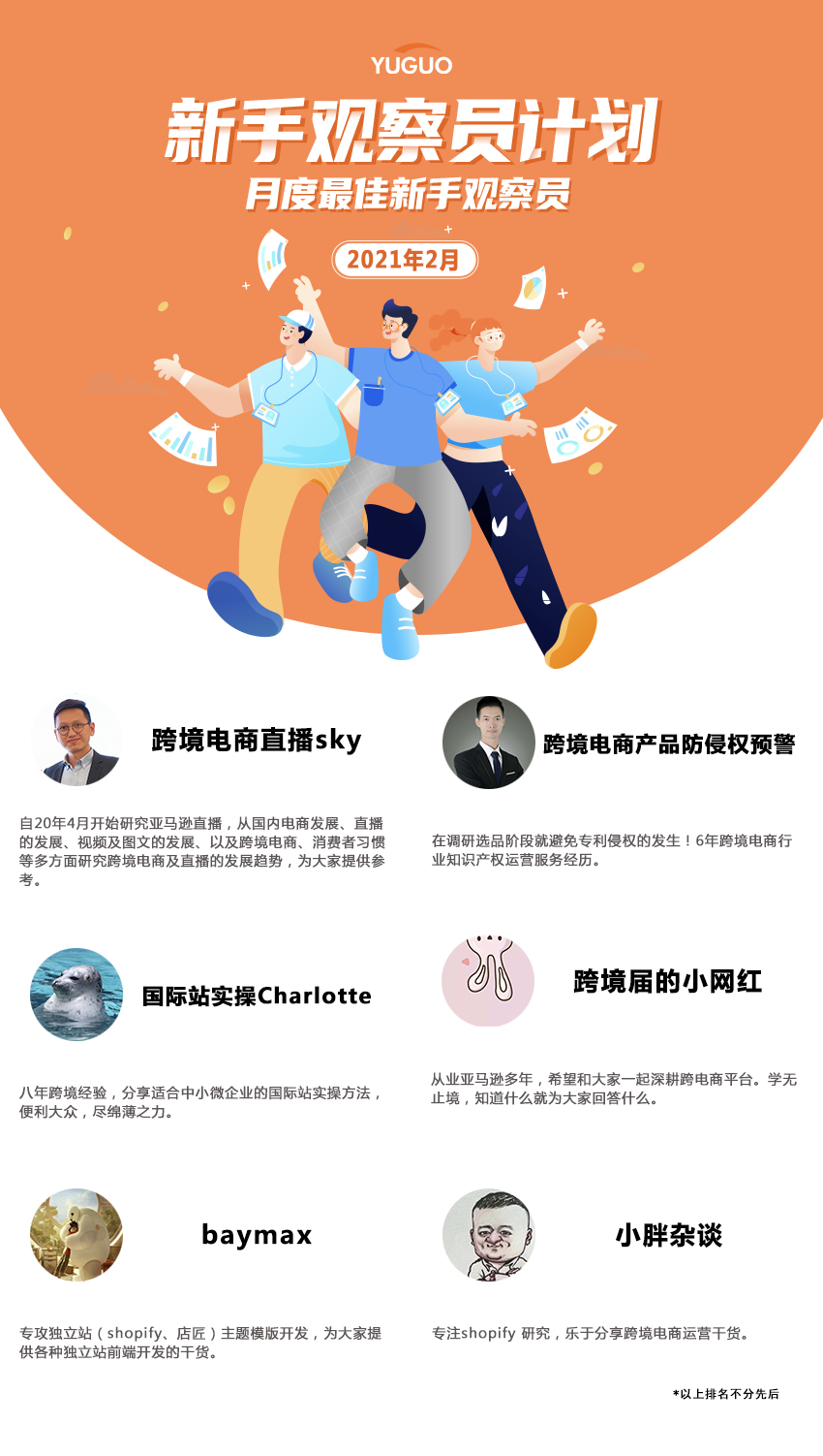 新手观察员计划2月「月度最佳新手观察员」榜单来了！恭喜这6位雨果观察员