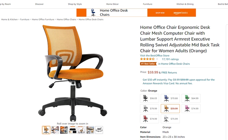 【选品推荐】亚马逊上5星好评破万的人体工学办公椅