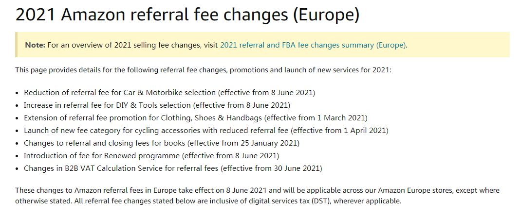 亚马逊调整佣金费率！VCS服务成本上涨？