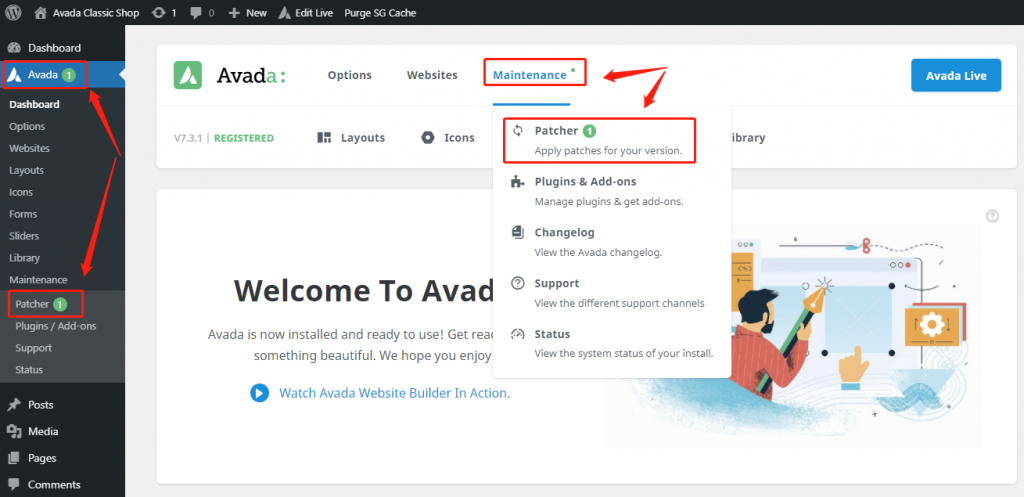 Avada主题后台操作界面及功能菜单用途概览
