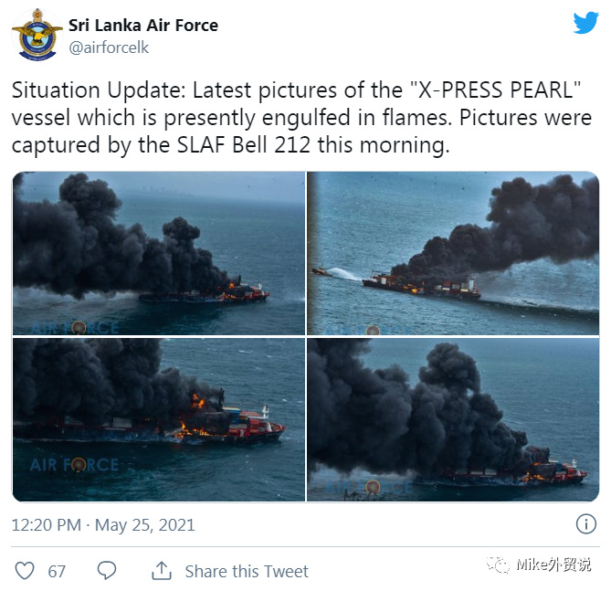 巨型集装箱船爆炸！八个集装箱落海！其他集装箱被超大火灾吞噬→