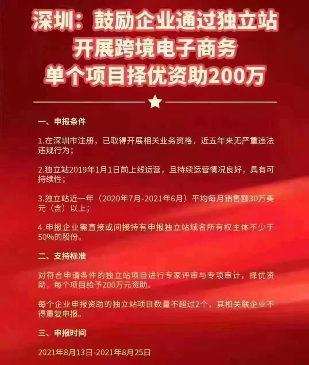 截至本月25日，跨境电商独立站单个项目可申请200万补贴！
